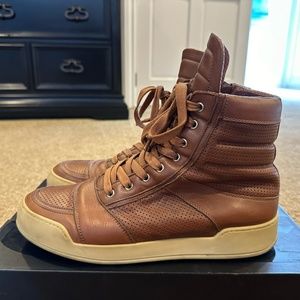 Balmain Brown Leather High-top Sneakers Size 44